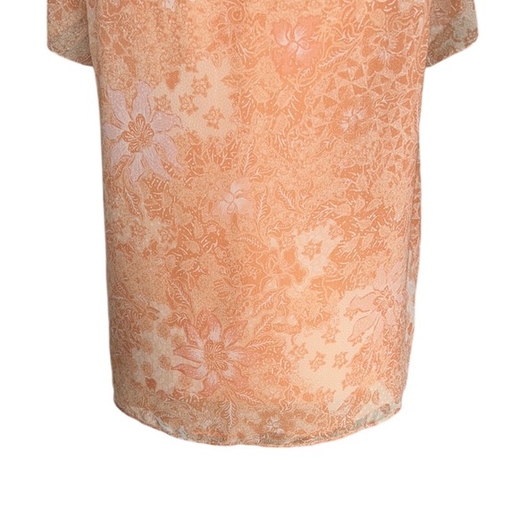 House of Harlow 1960 Peach Blush Pink Floral Print Tie Neck Ruffle Sleeve Top  M - Picture 10 of 15